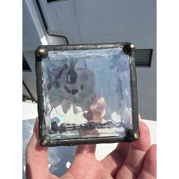 J. Devlin Clear beveled glass trinket display jewelry box Y2K hinged - Picture 9 of 14